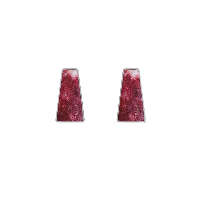 Natural Thulite Bezel Studs Earring 925 Sterling Silver Handmade Jewelry Pack Of 3