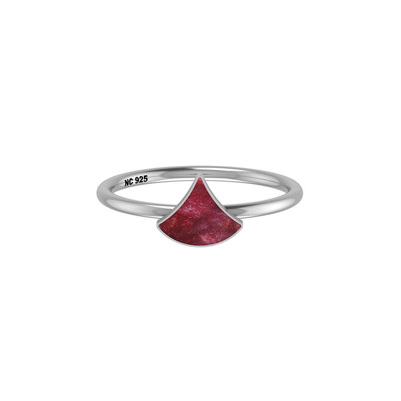 Natural Thulite Stackable Rings for Women in Sterling Silver (Pack of 12, Bezel-Set)