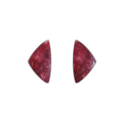 Natural Thulite Bezel Studs Earring 925 Sterling Silver Handmade Jewelry Pack Of 3