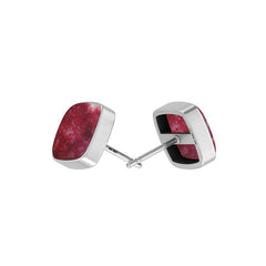 Natural Thulite Bezel Studs Earring 925 Sterling Silver Handmade Jewelry Pack Of 3
