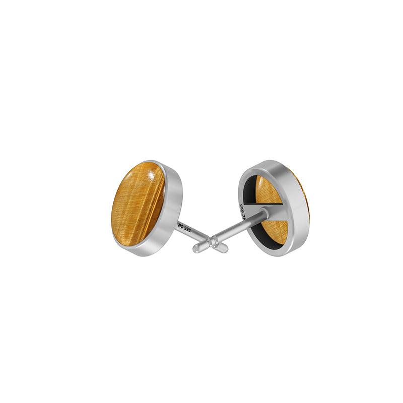 Natural Tiger Eye Cab Earring 925 Sterling Silver Bezel Set Stud Handmade Jewelry Pack of 3