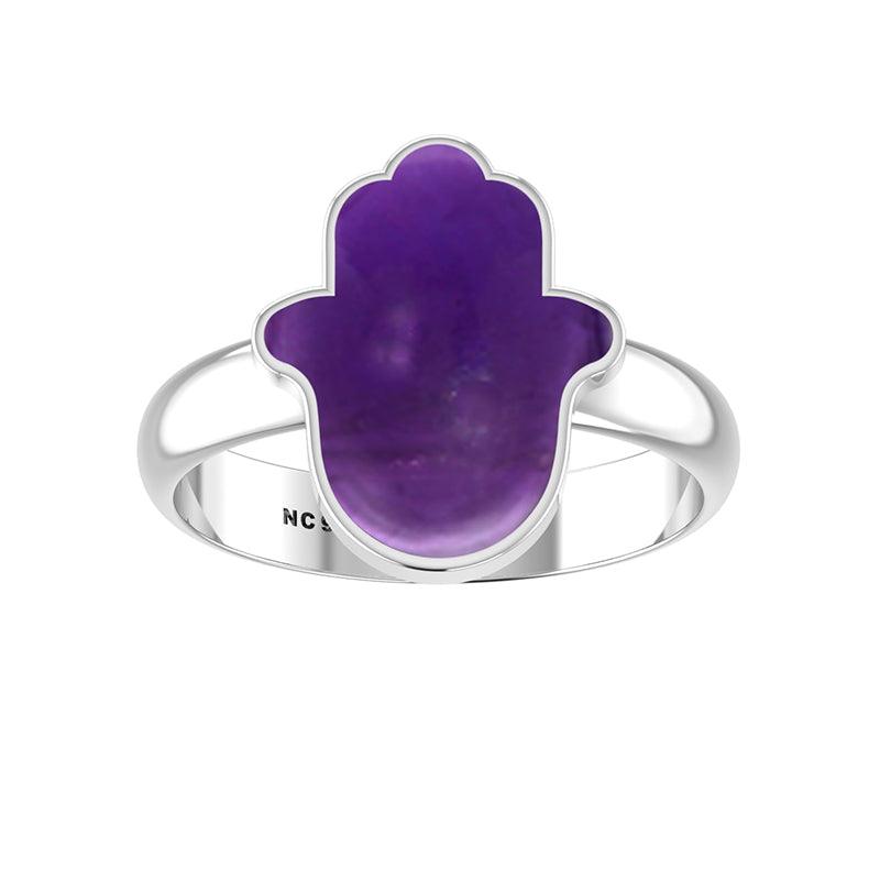 Natural Amethyst Rings for Women in Sterling Silver (Pack of 6, Bezel-Set)