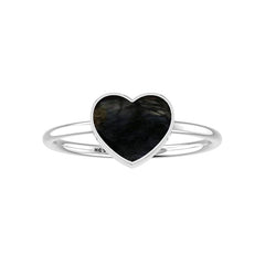 Natural Black Tourmaline Heart 925 Sterling Silver Ring Handmade Jewelry Pack of 12