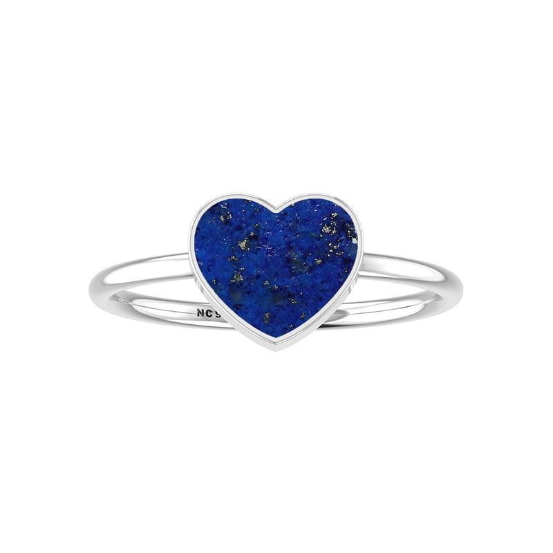 Natural Lapis Lazuli Heart 925 Sterling Silver Ring Handmade Jewelry Pack of 12