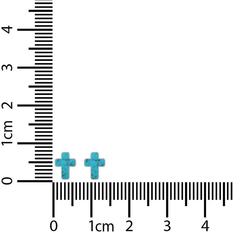 925 Sterling Silver Natural Turquoise Cross Stud Earring Bezel Set Jewelry Pack Of 3