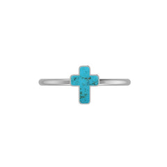 925 Sterling Silver Natural Turquoise Cross Cab Ring Bezel Set Jewelry Pack of 12