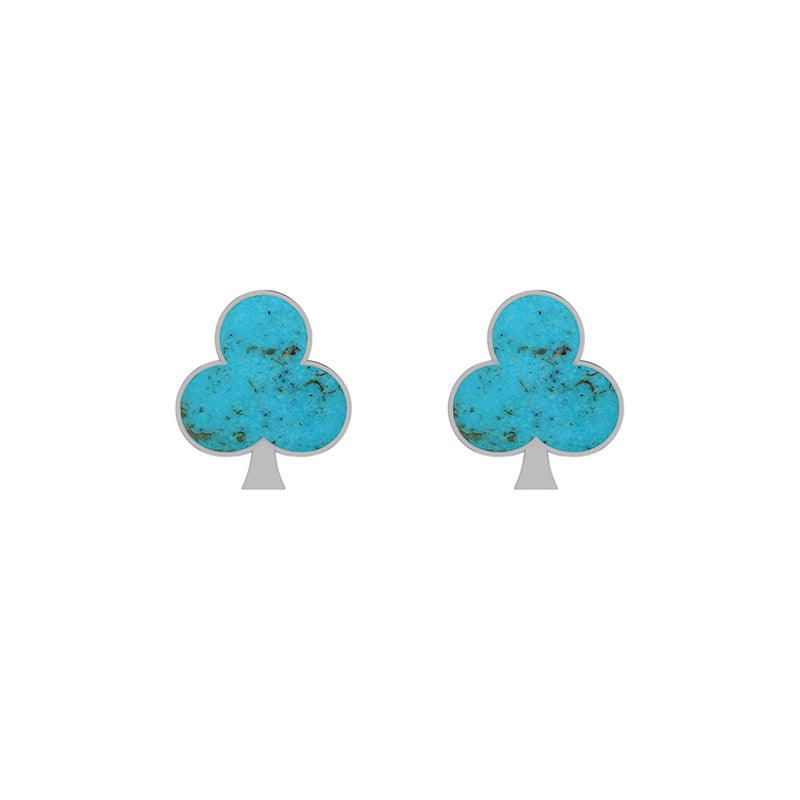 Natural Turquoise Stud Earrings for Women in Sterling Silver (Pack of 3, Bezel Set)