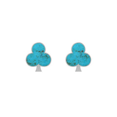 925 Sterling Silver Natural Turquoise Club Stud Earring Bezel Set Jewelry Pack of 3