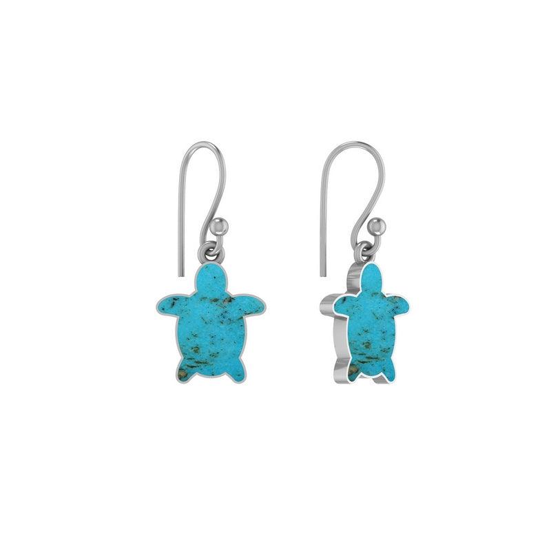 925 Sterling Silver Natural Turquoise Turtle Stud Earring Bezel Set Jewelry Pack of 1