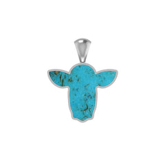 925 Sterling Silver Natural Turquoise Cow Pendant Bezel Set Handmade Jewelry Pack Of 1