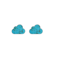 925 Sterling Silver Natural Turquoise Cloud Stud Earring Bezel Set Jewelry Pack Of 3