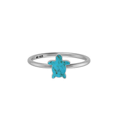 Natural Turquoise Stackable Rings for Women in Sterling Silver (Pack of 12, Bezel-Set)