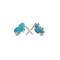 925 Sterling Silver Natural Turquoise Club Stud Earring Bezel Set Jewelry Pack of 3