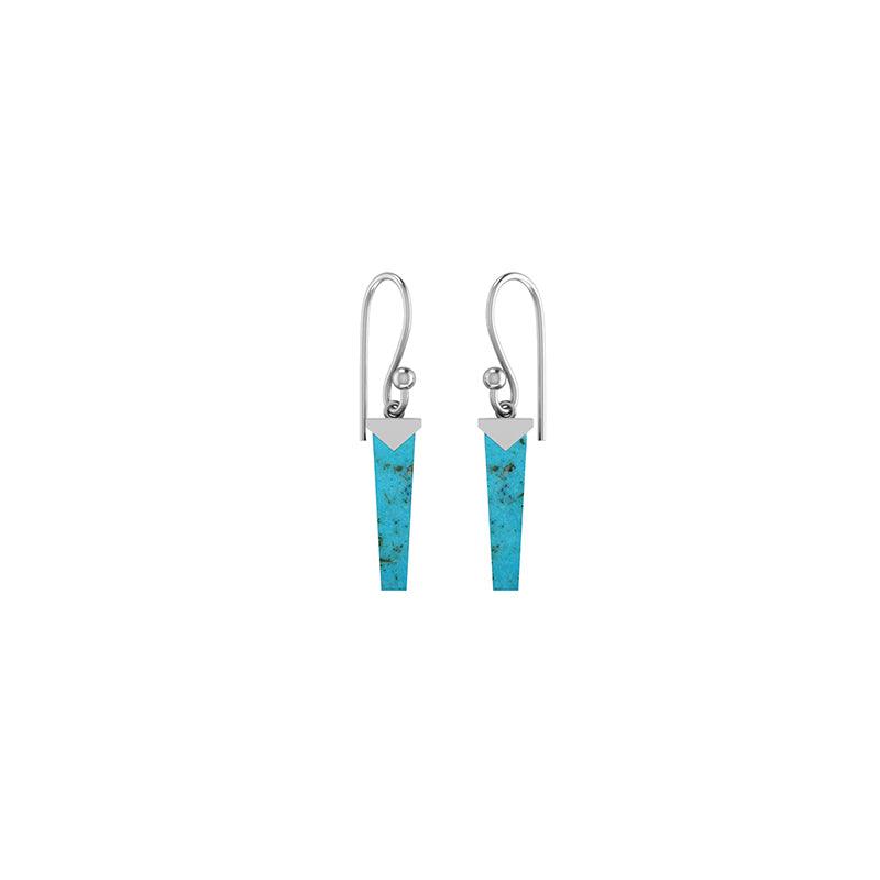 925 Sterling Silver Cut Turquoise Hook Earring Bezel Set Pack of 1