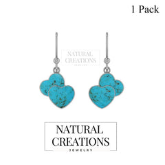 925 Sterling Silver Natural Turquoise Double Heart Cab Earring Bezel Set Jewelry Pack of 1