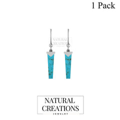 925 Sterling Silver Cut Turquoise Hook Earring Bezel Set Pack of 1