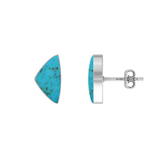 Natural Turquoise Studs 925 Sterling Silver Studs Turquoise Earring Silver Bezel Studs Pack Of 3