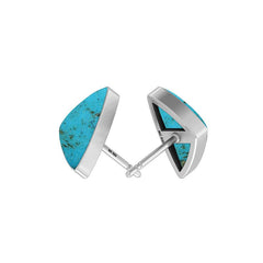 Natural Turquoise Studs 925 Sterling Silver Studs Turquoise Earring Silver Bezel Studs Pack Of 3
