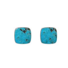 Natural Turquoise Studs 925 Sterling Silver Studs Turquoise Earring Silver Bezel Studs Pack Of 3