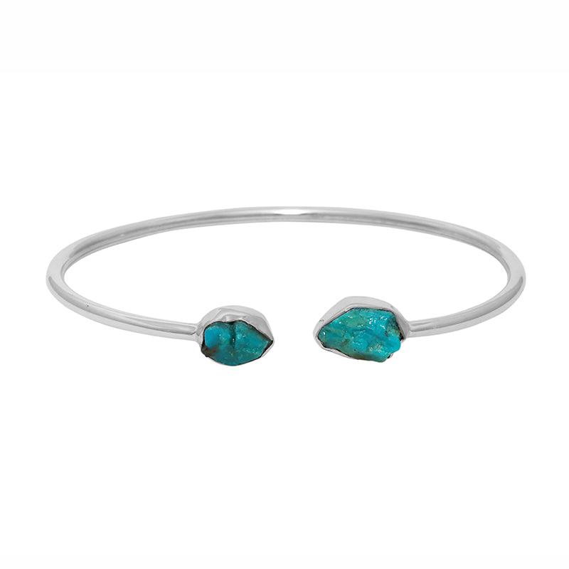925 Sterling Silver Rough Turquoise Twister Bangle Bracelet Bezel Set Jewelry Pack of 1