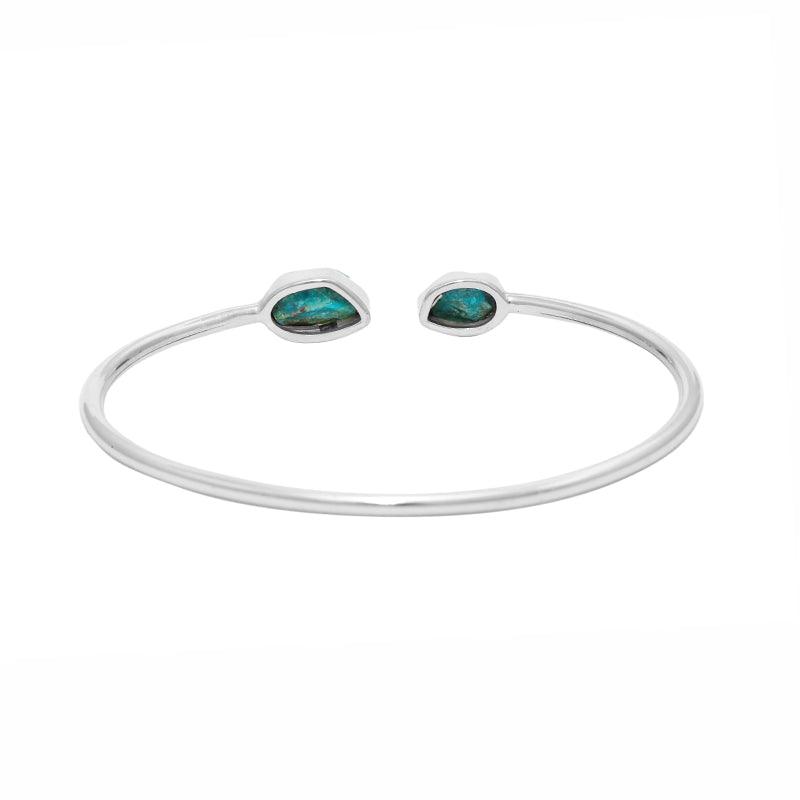 925 Sterling Silver Rough Turquoise Twister Bangle Bracelet Bezel Set Jewelry Pack of 1