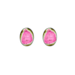 925 Sterling Silver Earring Natural Watermelon Tourmaline Studs Jewelry Pack of 3