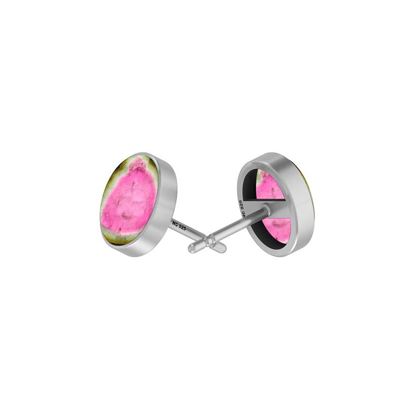 925 Sterling Silver Earring Natural Watermelon Tourmaline Studs Jewelry Pack of 3
