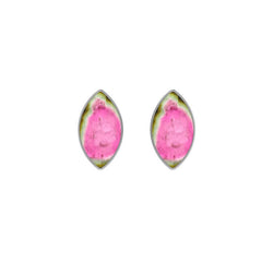 925 Sterling Silver Earring Natural Watermelon Tourmaline Studs Jewelry Pack of 3