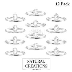 Natural White Topaz Cut Ring 925 Sterling Silver Bezel Set Handmade Jewelry Pack of 12