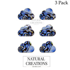 Natural Abalone Stud Earrings for Women in Sterling Silver (Pack of 3, Bezel Set, Butterfly Lock)