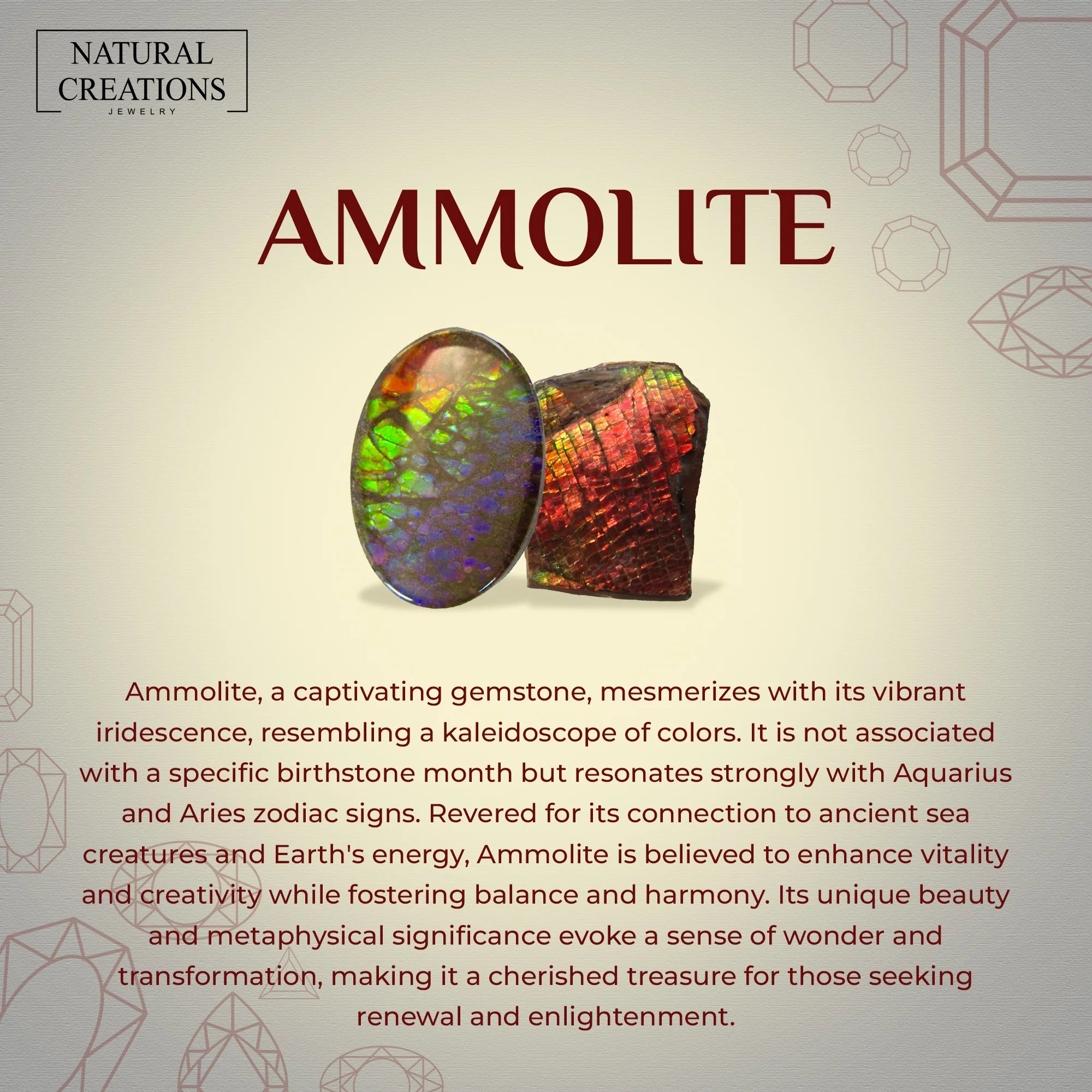 ammolite bezel-set ring