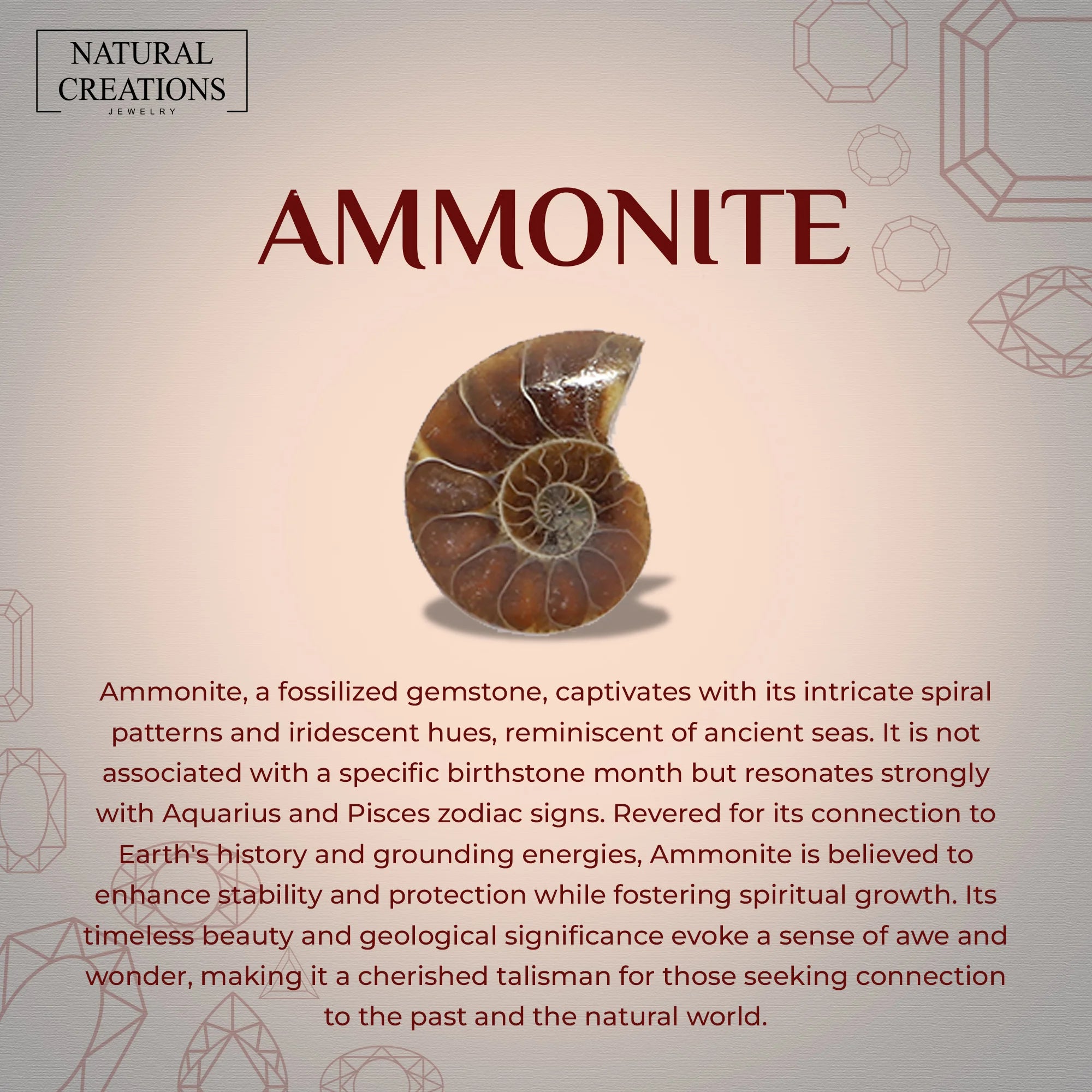 ammonite bezel-set ring