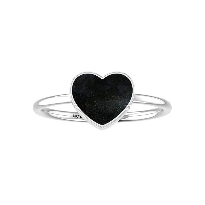 925 Sterling Silver Natural Cab Gemstone Heart Shape Bundle Rings Bezel Set Jewelry