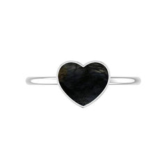 Natural Black Tourmaline Heart 925 Sterling Silver Ring Handmade Jewelry Pack of 12