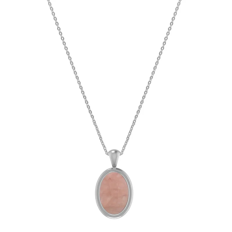 Natural Rose Quartz Pendant With Chain For Women