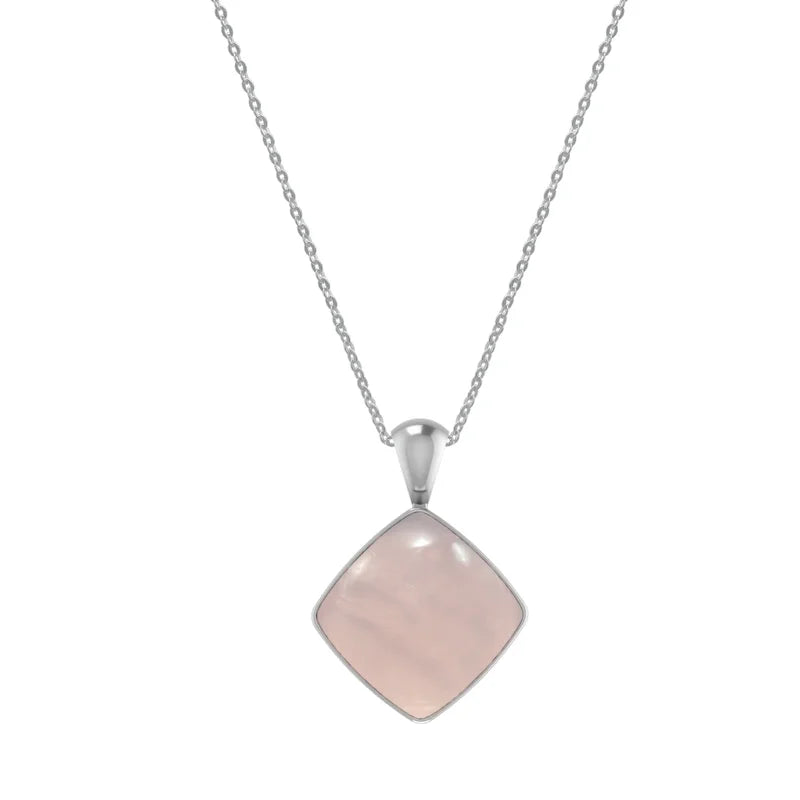 Natural Rose Quartz Pendant With Chain For Women