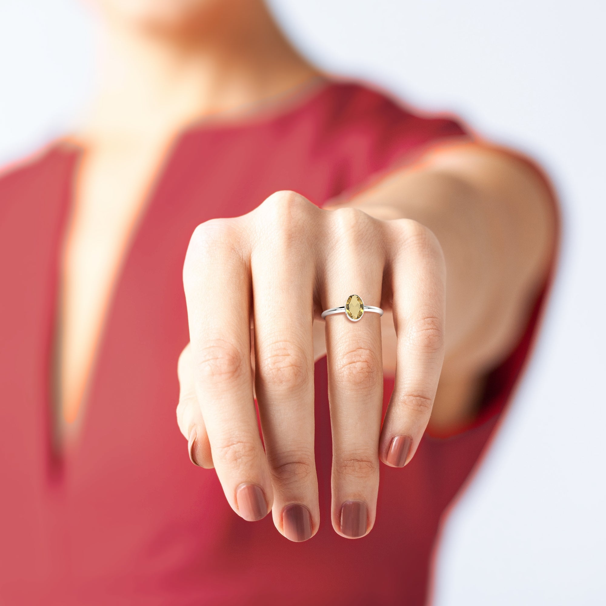 citrine stackable bezel-set ring