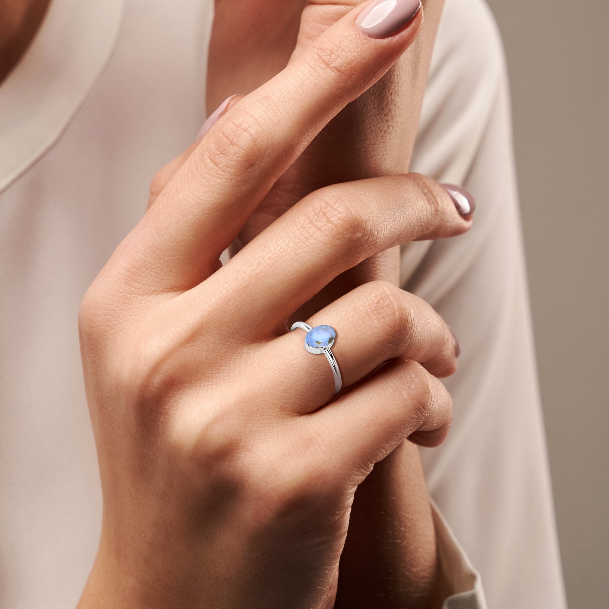 labradorite stackable bezel-set ring