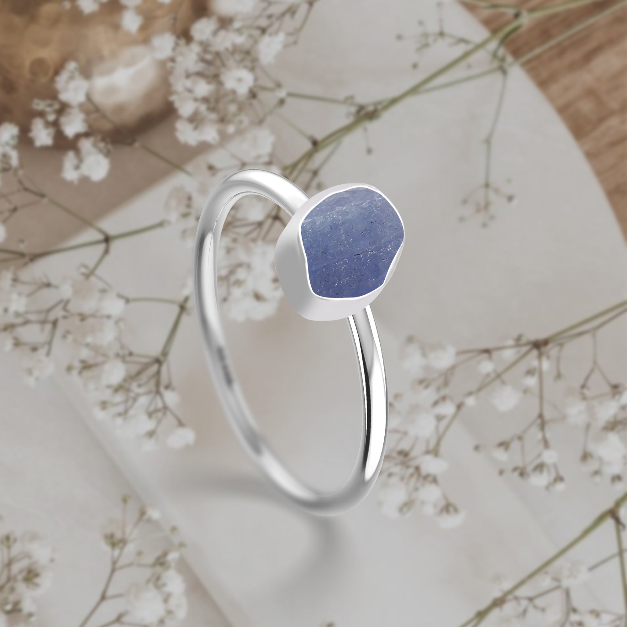 Tanzanite stackable bezel-set ring