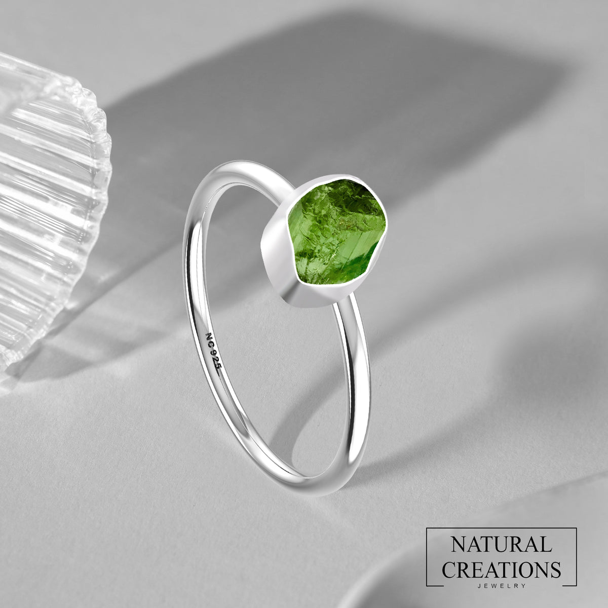 Green Tourmaline stackable bezel-set ring