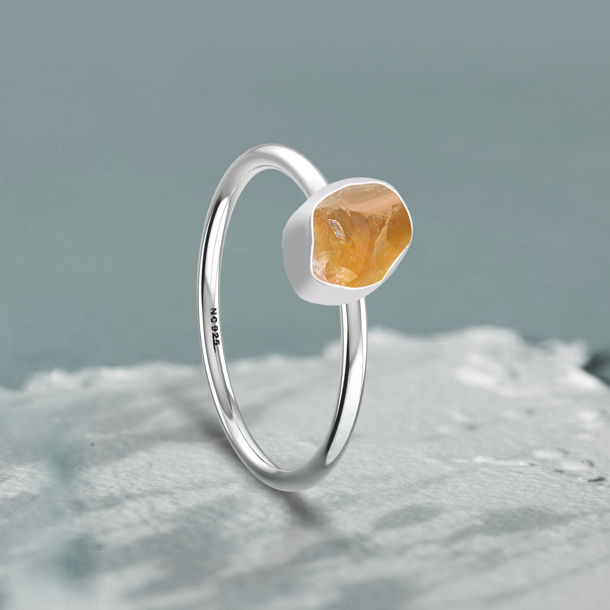 Citrine stackable bezel-set ring