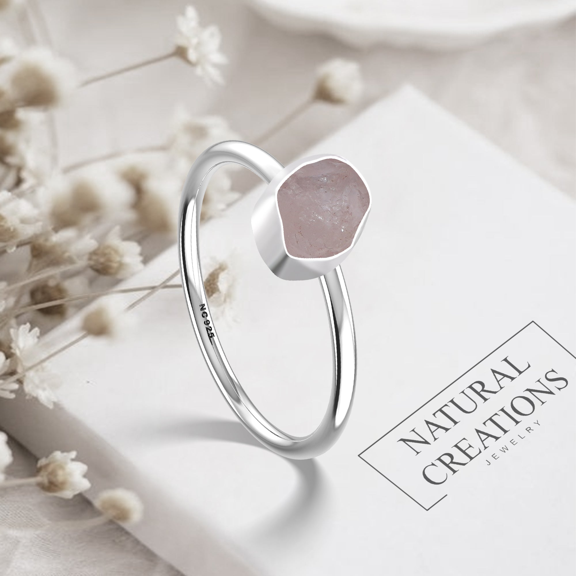 Morganite stackable bezel-set ring