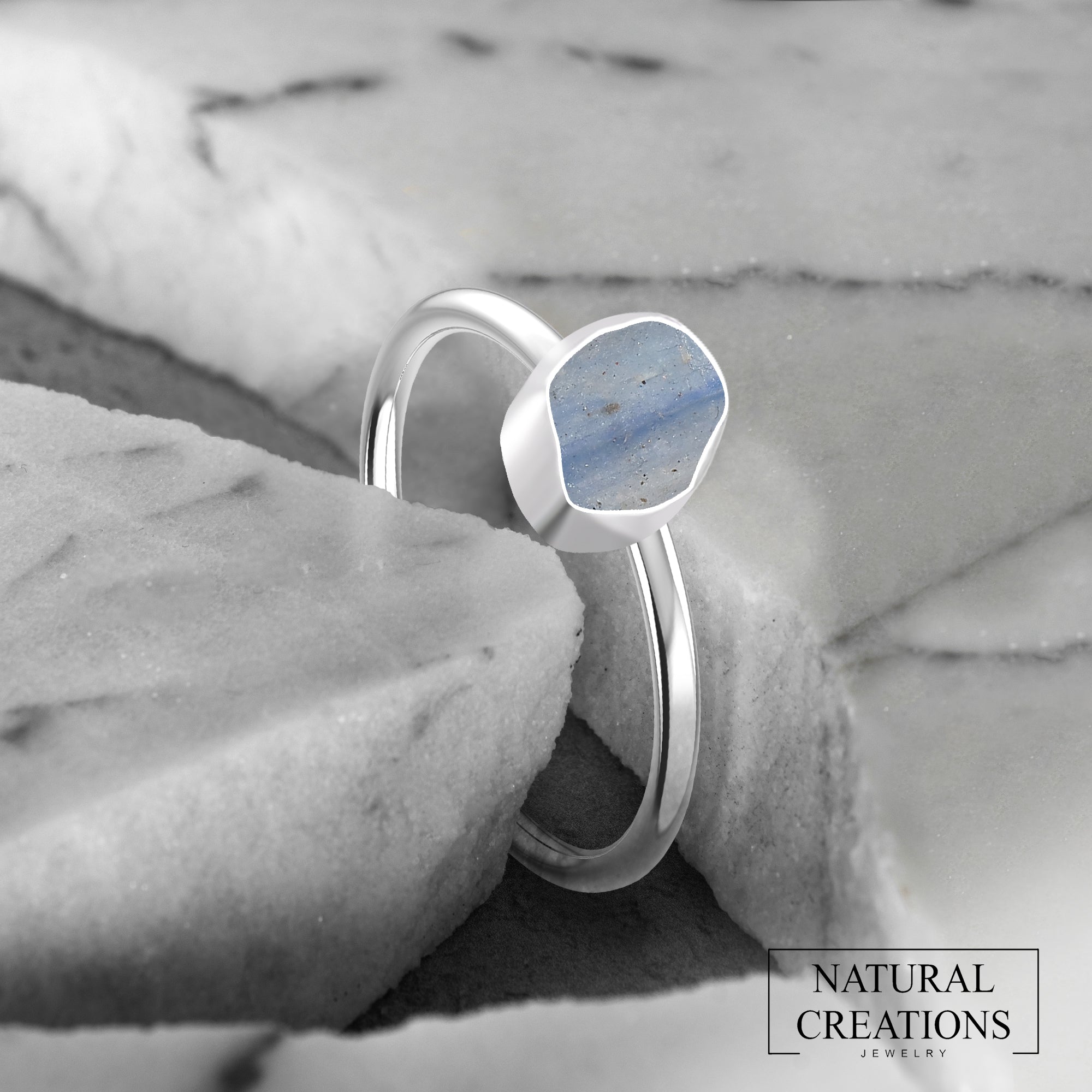 Kyanite stackable bezel-set ring