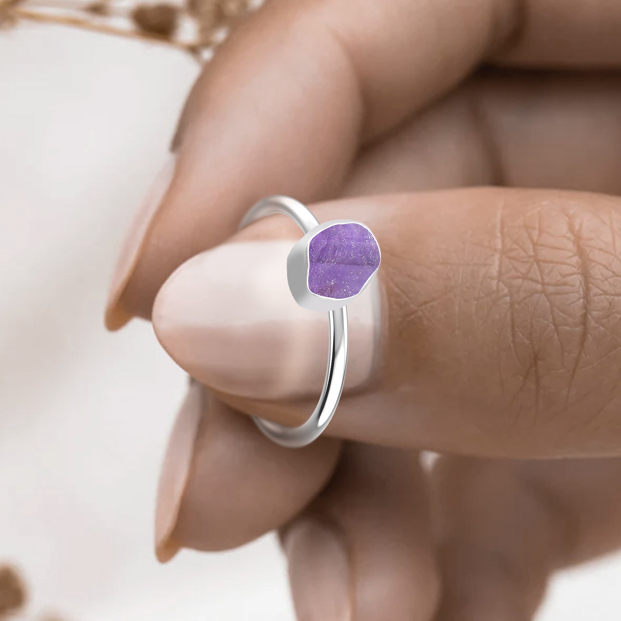 Amethyst stackable bezel-set ring