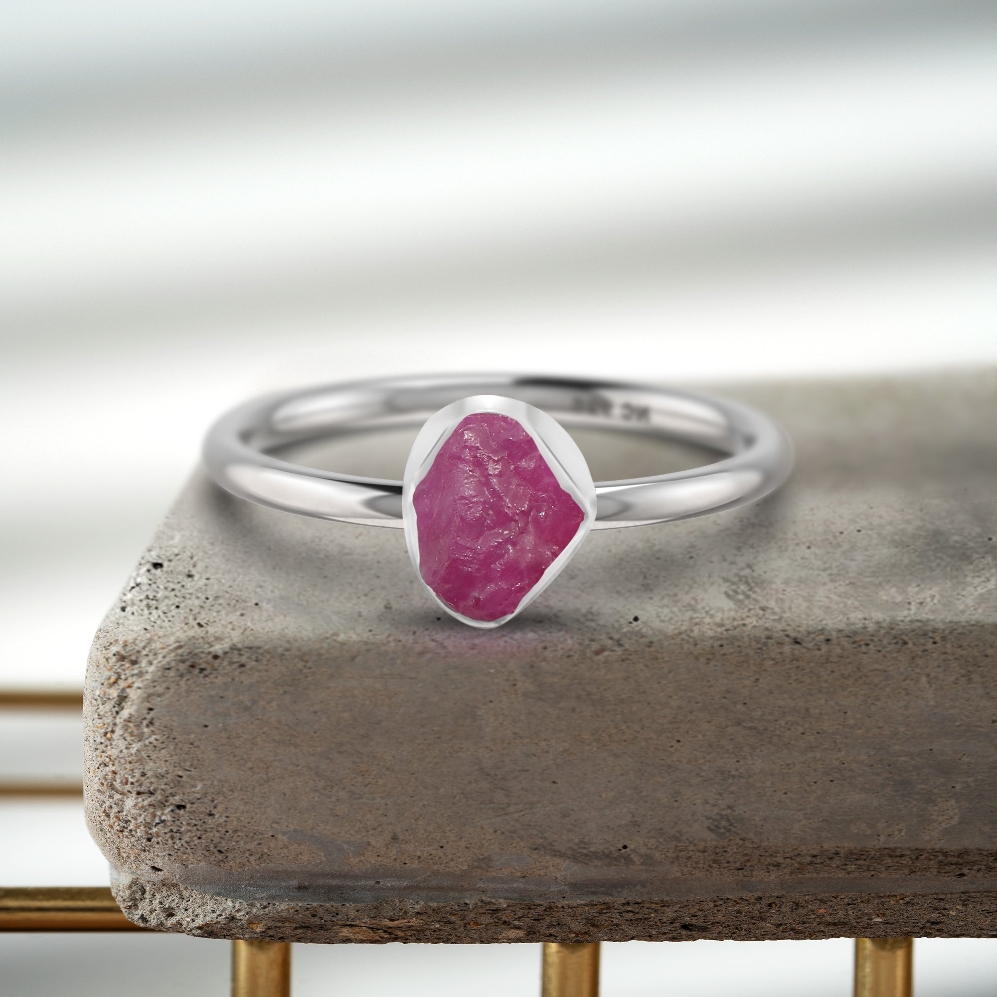 Ruby stackable bezel-set ring