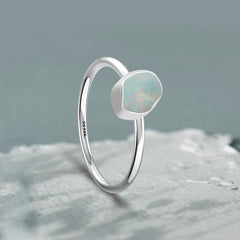 Ethiopian Opal stackable bezel-set ring