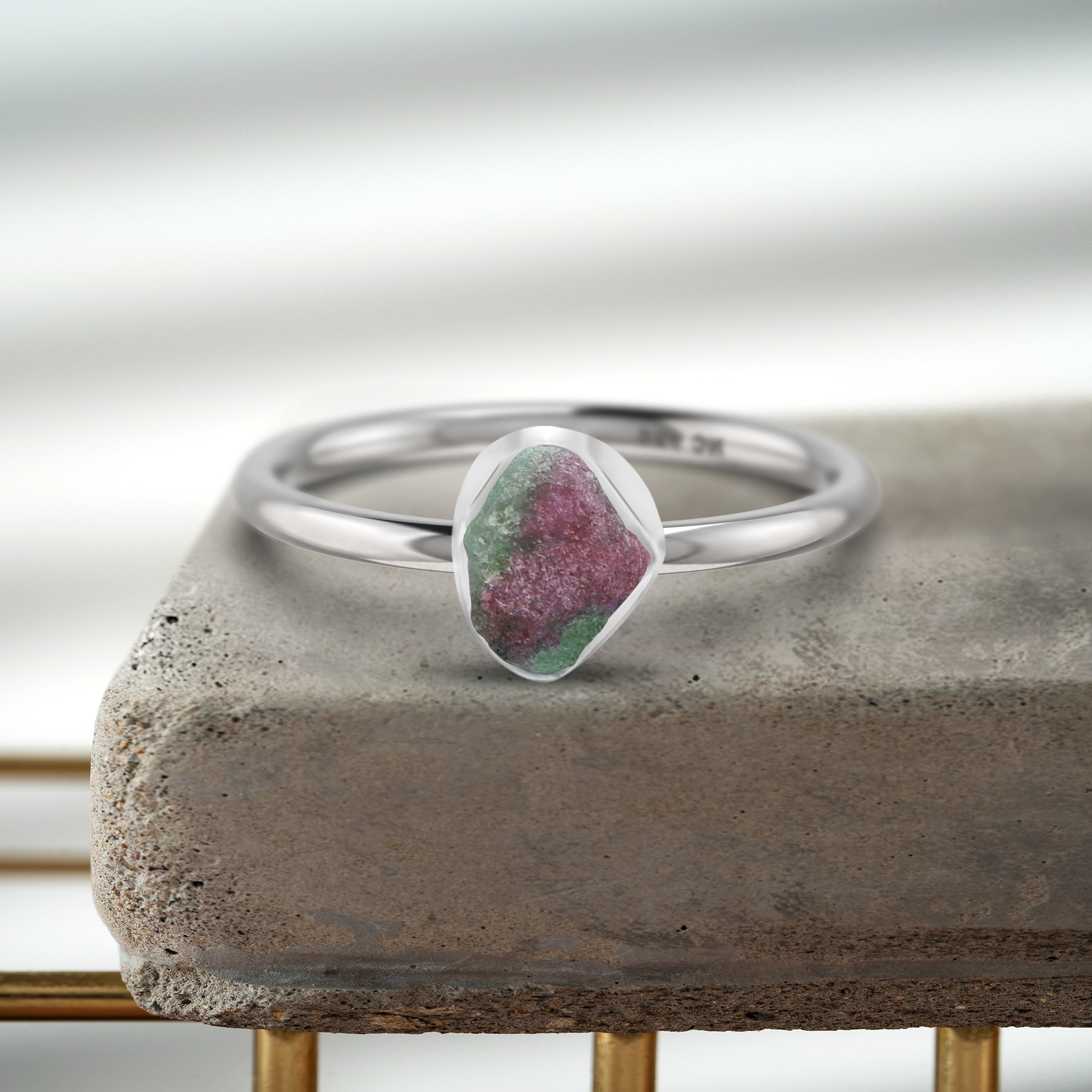 Ruby Zoisite stackable bezel-set ring