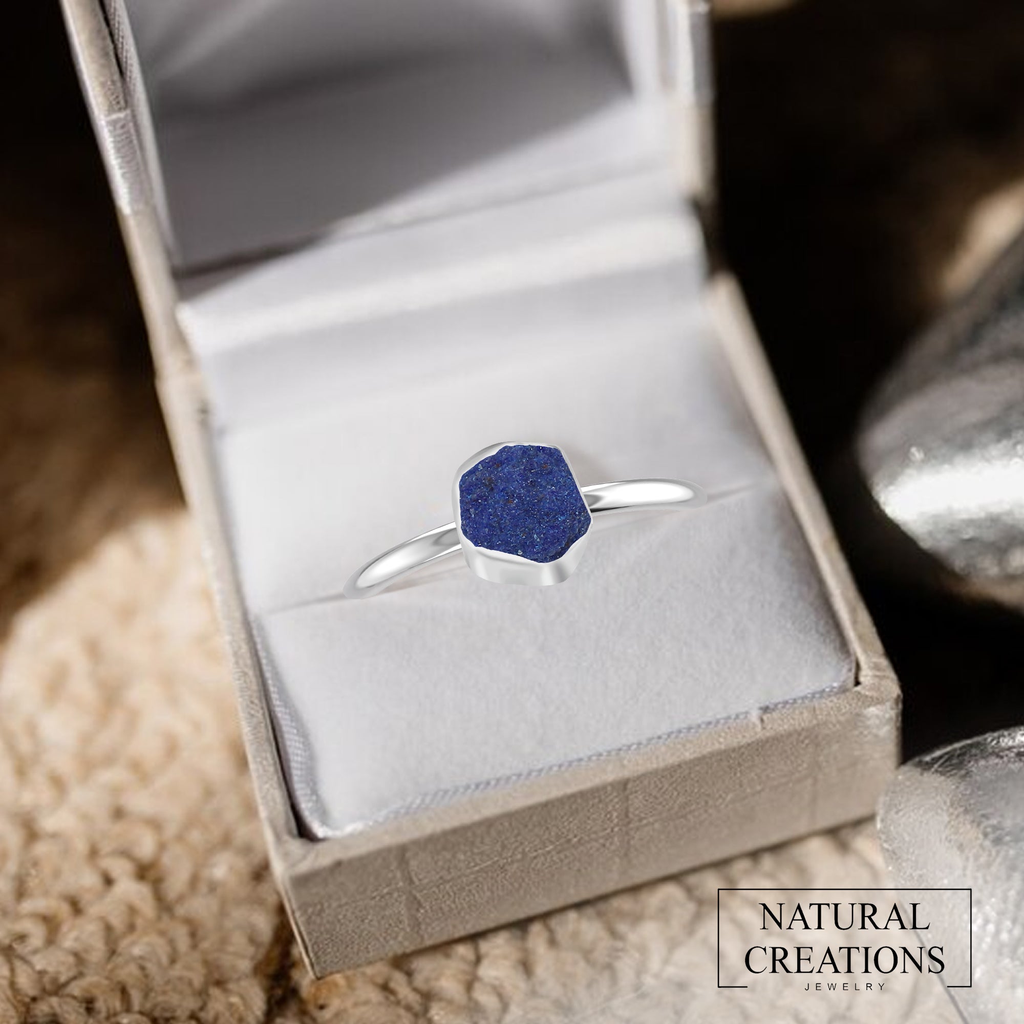 Azurite stackable bezel-set ring