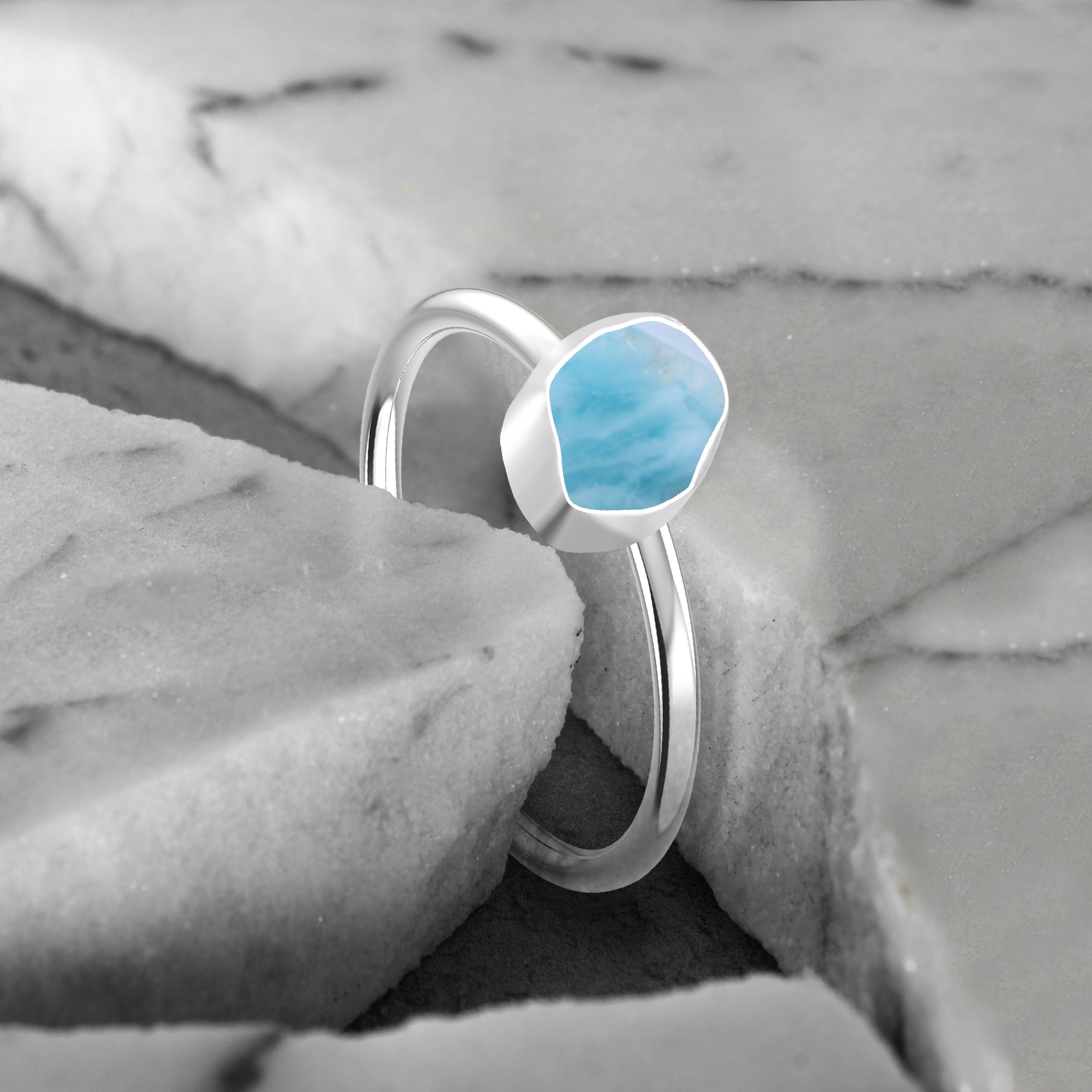 Larimar stackable bezel-set ring