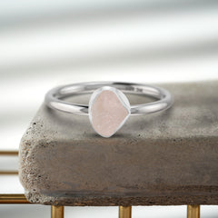 Rose Quartz stackable bezel-set ring